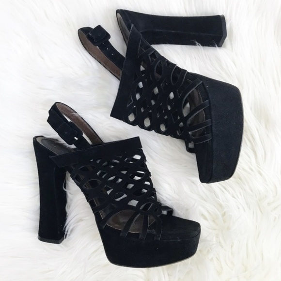 Marni Shoes - Marni : Black Cut-Out Slingback Platforms